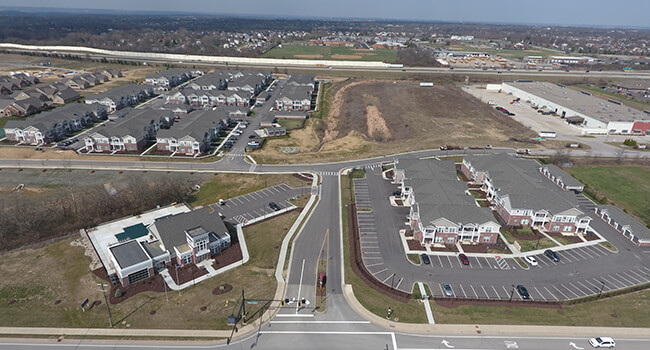 Aerial view of apartment complex